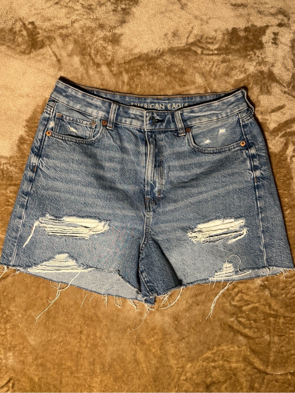 American Eagle Outfitters Light Blue Distressed Denim Shorts